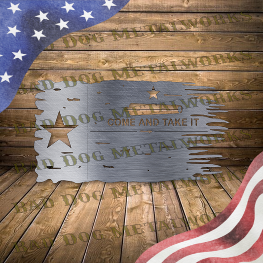 Tattered Texas Flag Come and Take It Cannon - Dxf and Svg