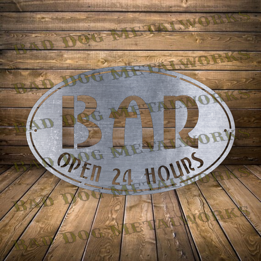 Bar Open 24 Hours - Dxf and Svg