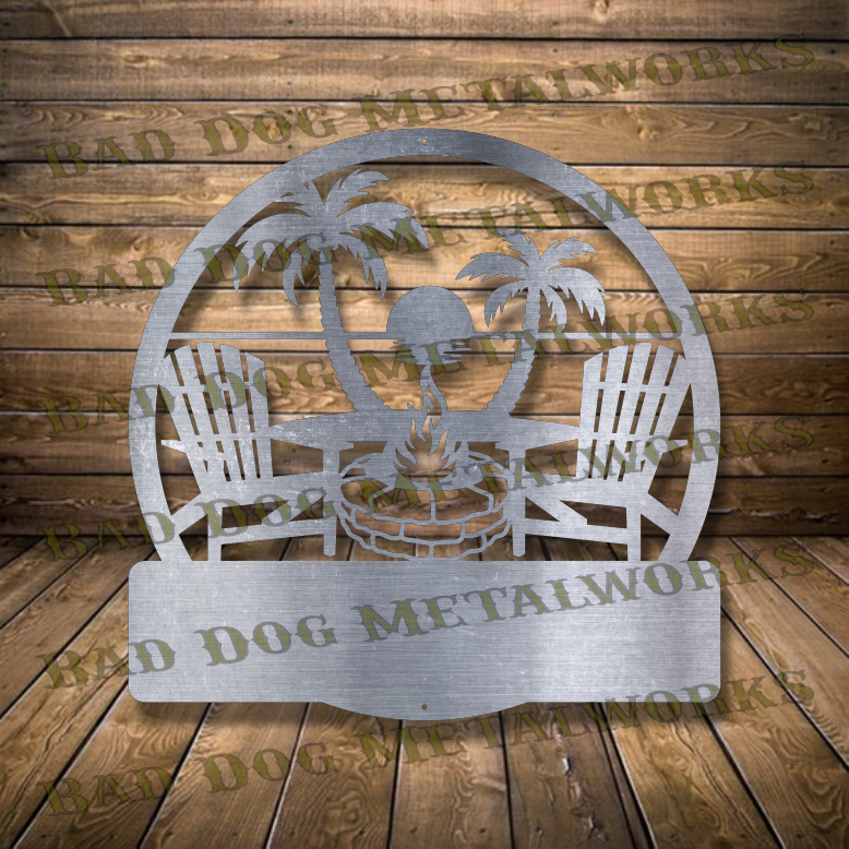 Beach Fire Pit Monogram - Dxf and Svg