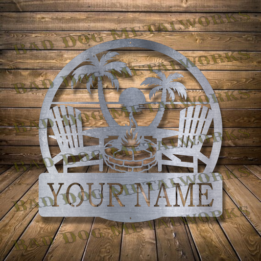 Beach Fire Pit Monogram - Dxf and Svg