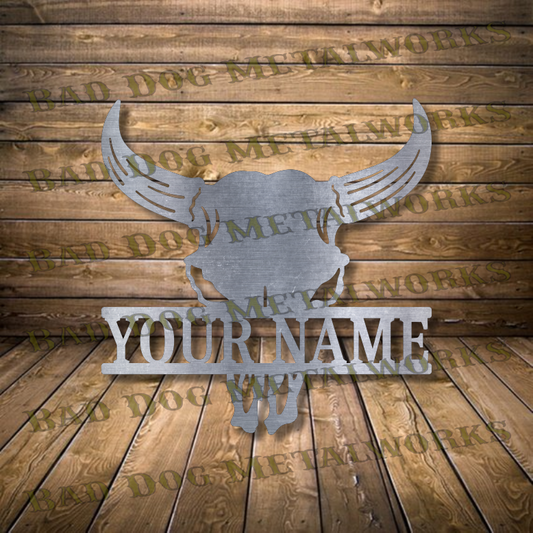 Bull Skull Monogram - Dxf and Svg