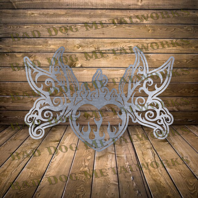 Tribal Heart and Butterflies - Dxf and Svg