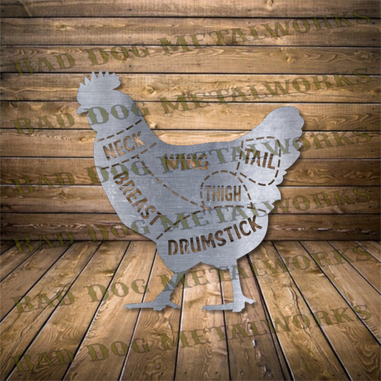Chicken Cuts Butcher's Diagram - DXF and SVG