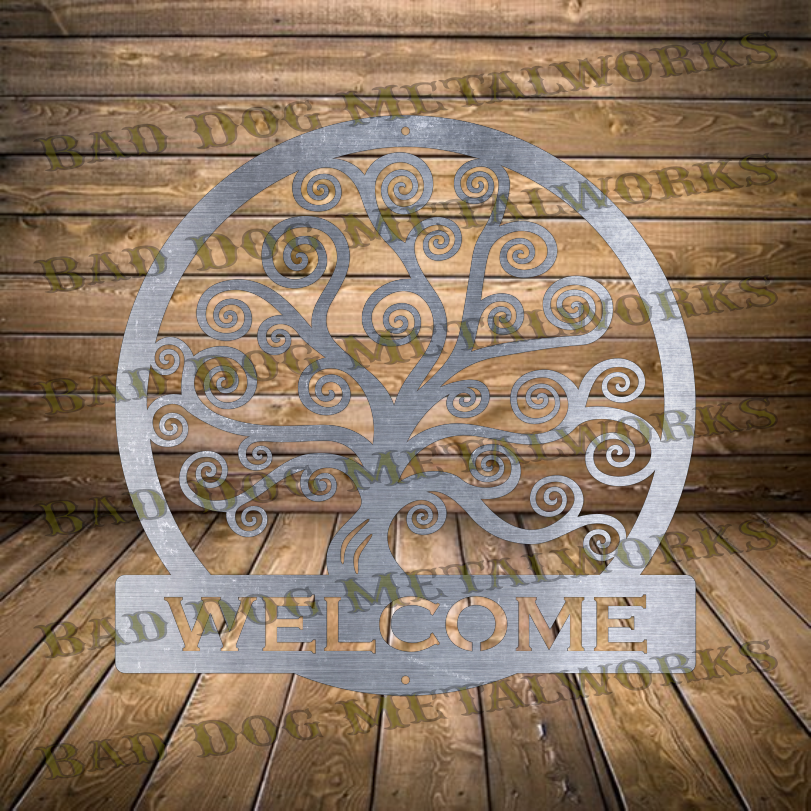Curly Tree of Life Welcome - Dxf and Svg