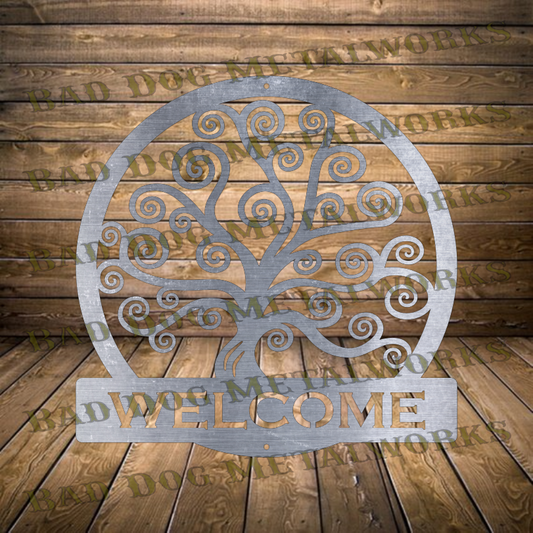 Curly Tree of Life Welcome - Dxf and Svg