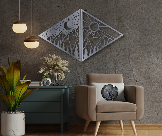 Day and Night Mountain Landscape