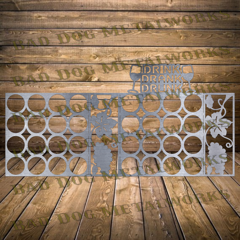 Drink Drank Drunk Wine Rack - Dxf and Svg