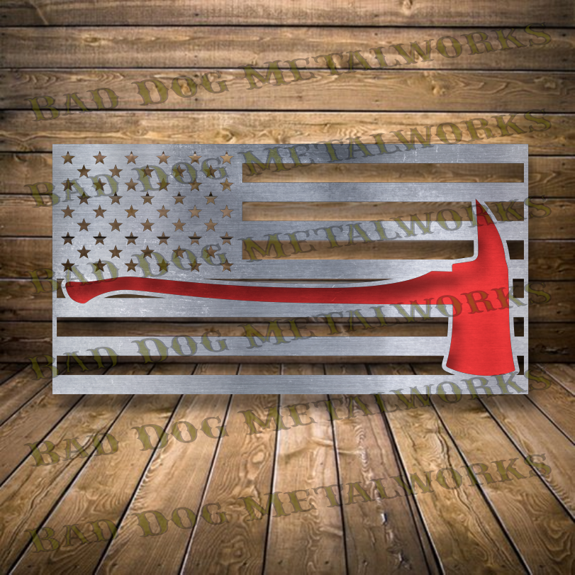 Fireman Redline Axe Flag - Dxf and Svg