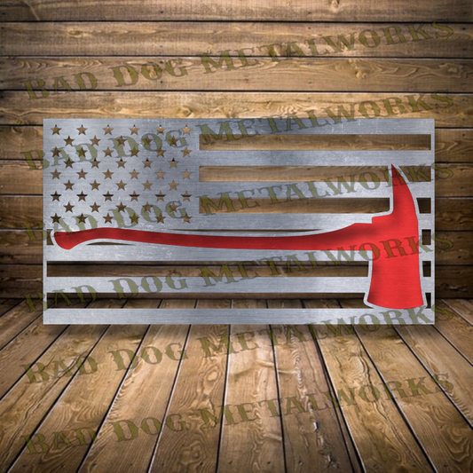 Fireman Redline Axe Flag - Dxf and Svg