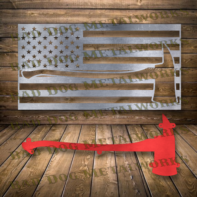 Fireman Redline Axe Flag - Dxf and Svg