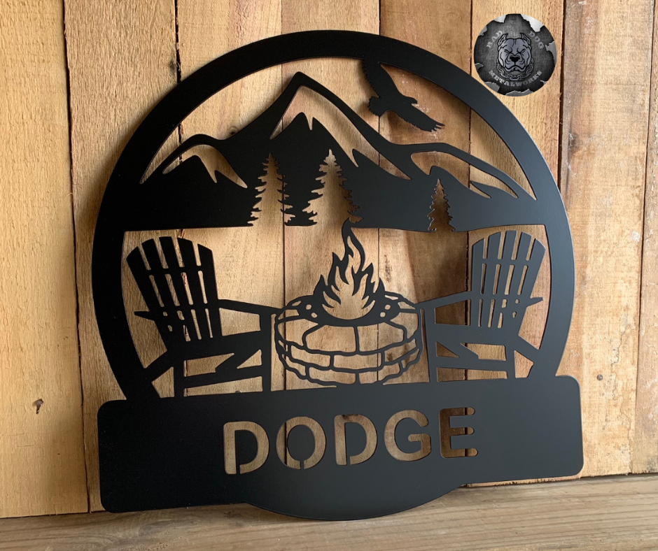 Stone Fire Pit Camping Monogram