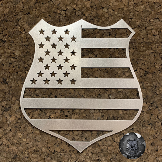 Badge Flag Protect and Serve