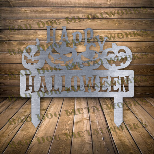 Happy Halloween Pumpkin Garden Stake - Dxf and Svg