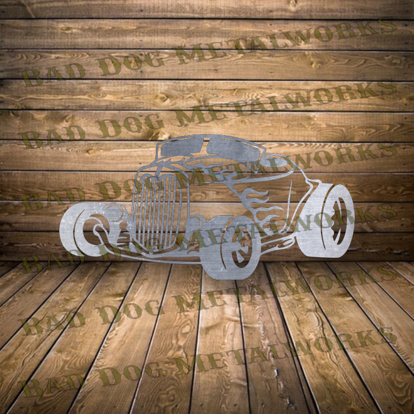Flamed Rodeo Dxf Hot Rod with Flames - Dxf and Svg – Bad Dog Metalworks
