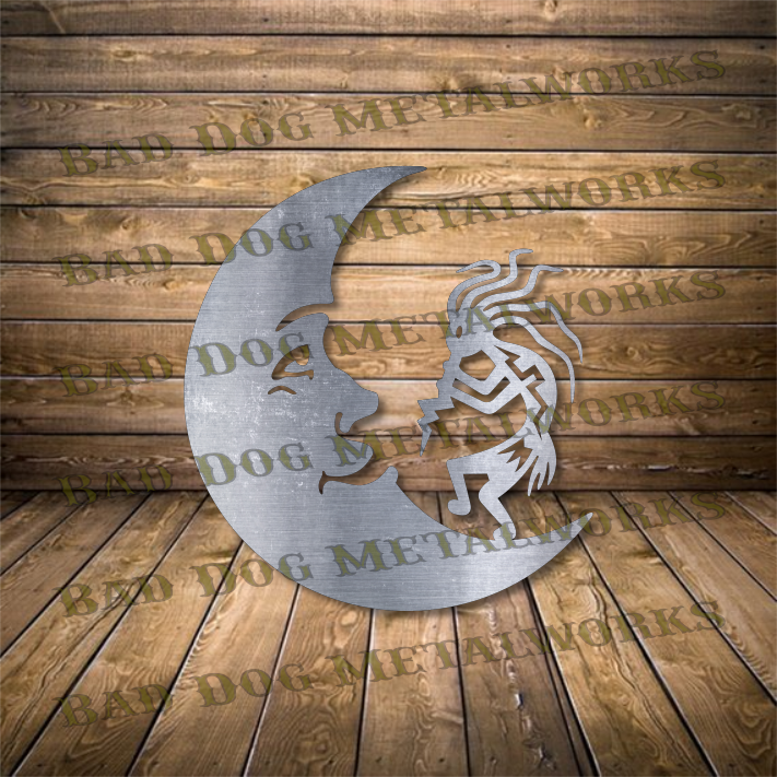Kokopelli and Crescent Moon - Dxf and Svg