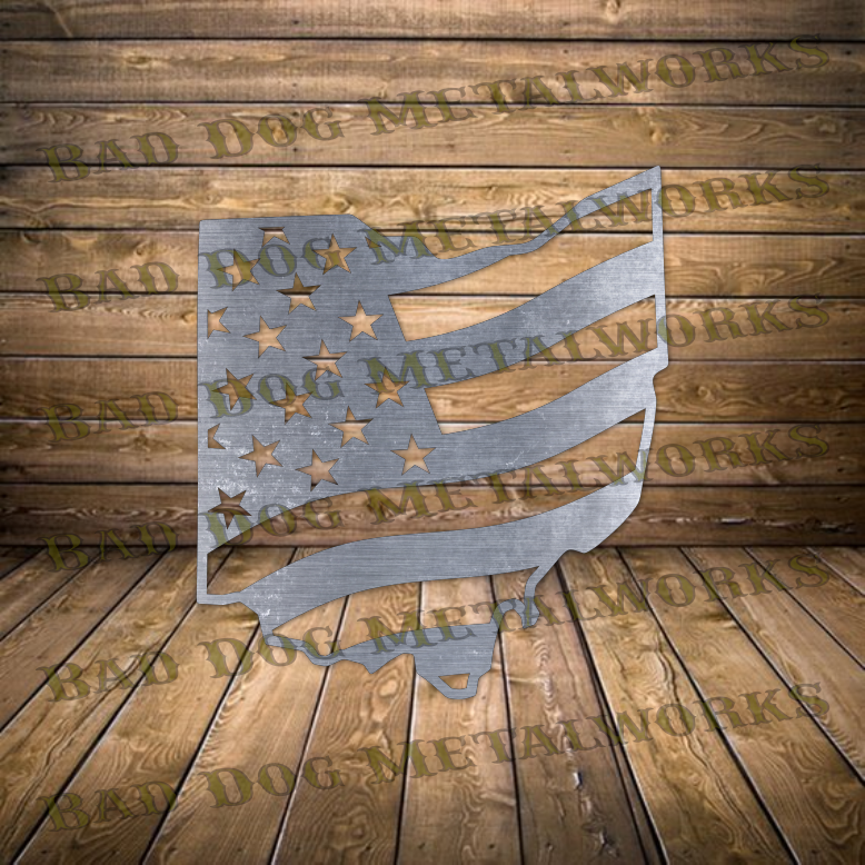 Ohio American Flag - Dxf and Svg