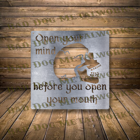 Open Your Mind Before You Open Your Mouth Skull - Dxf and Svg