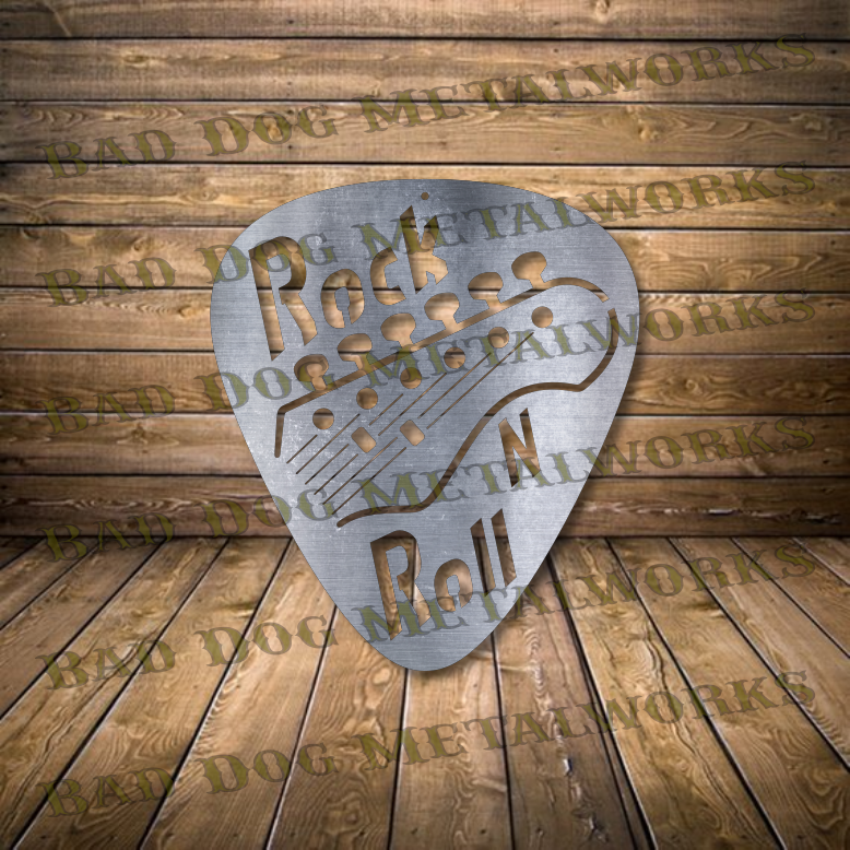 Rock 'N Roll Guitar Pick - Dxf and Svg