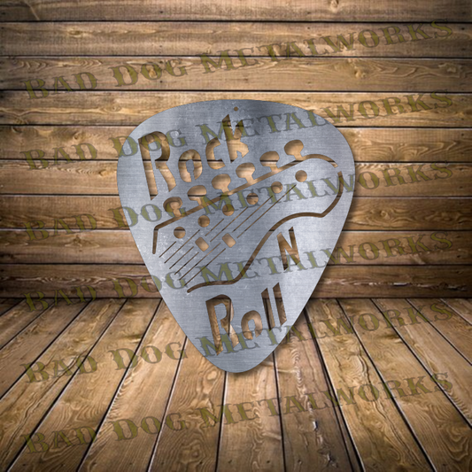 Rock 'N Roll Guitar Pick - Dxf and Svg