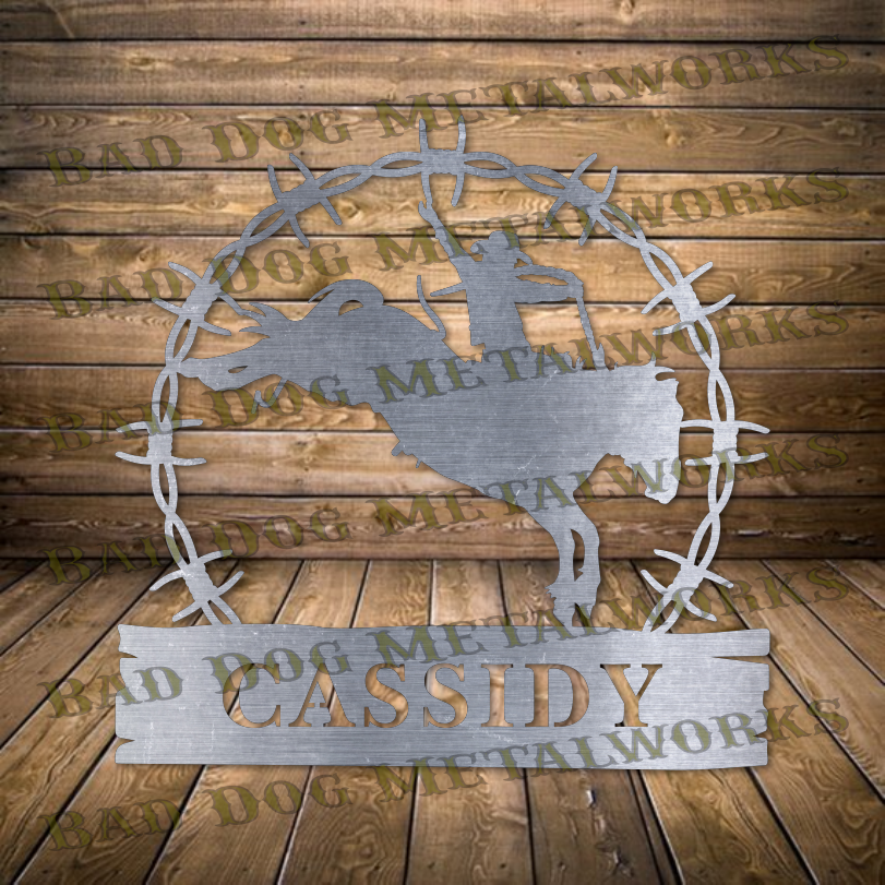 Bucking Bronco Rodeo Monogram - Dxf and Svg