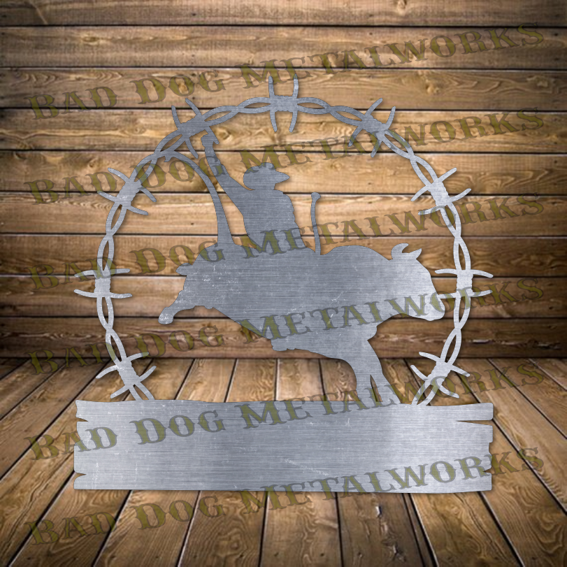 Rodeo Bull Rider Monogram - Dxf and Svg