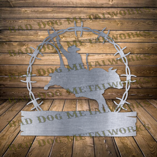 Rodeo Bull Rider Monogram - Dxf and Svg