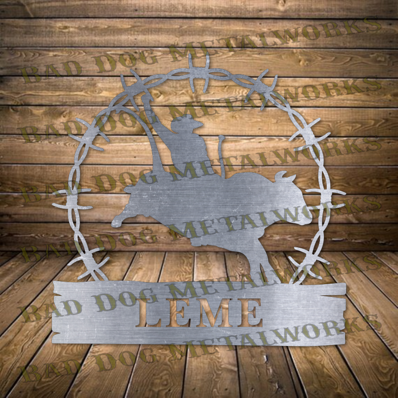 Rodeo Bull Rider Monogram - Dxf and Svg