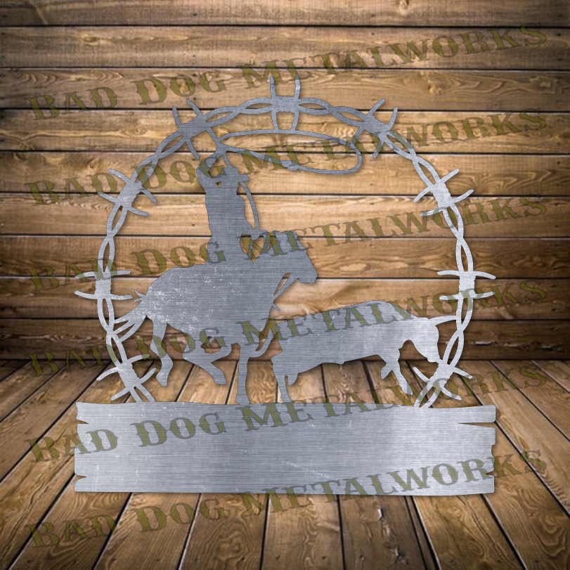 Bull Roping Rodeo Monogram - Dxf and Svg