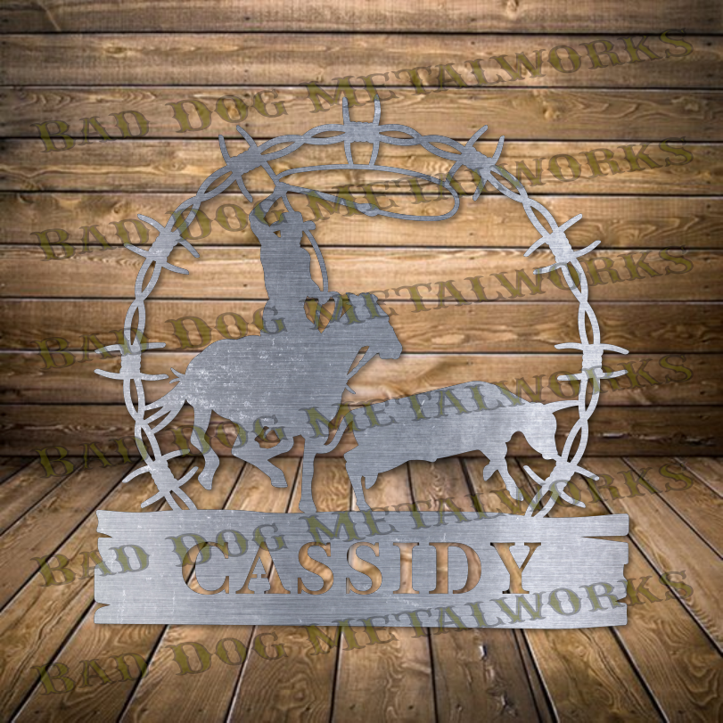 Bull Roping Rodeo Monogram - Dxf and Svg