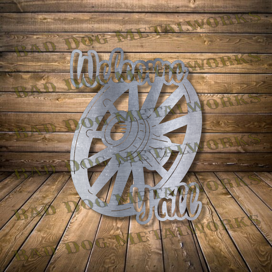 Welcome Y'all Wagon Wheel - Dxf and Svg