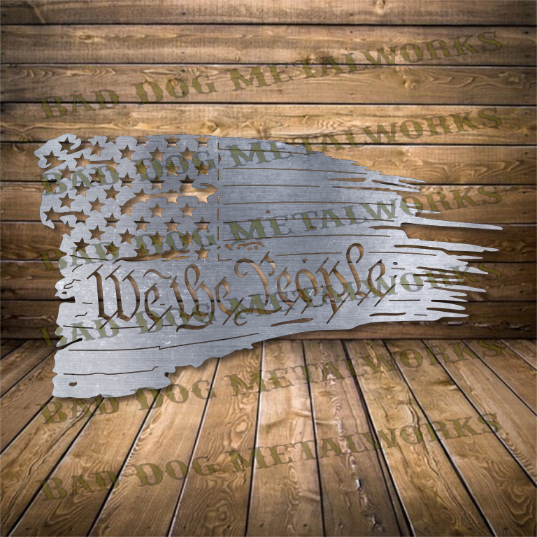 We the People Tattered Flag - Dxf and Svg