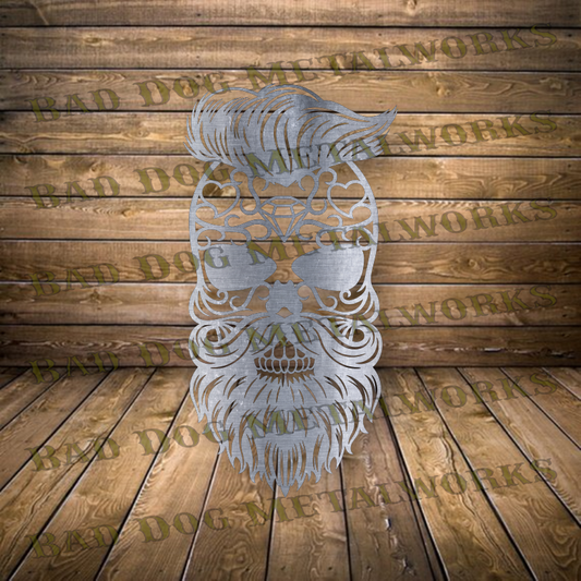 Bearded Sugar Skull - Dxf and Svg