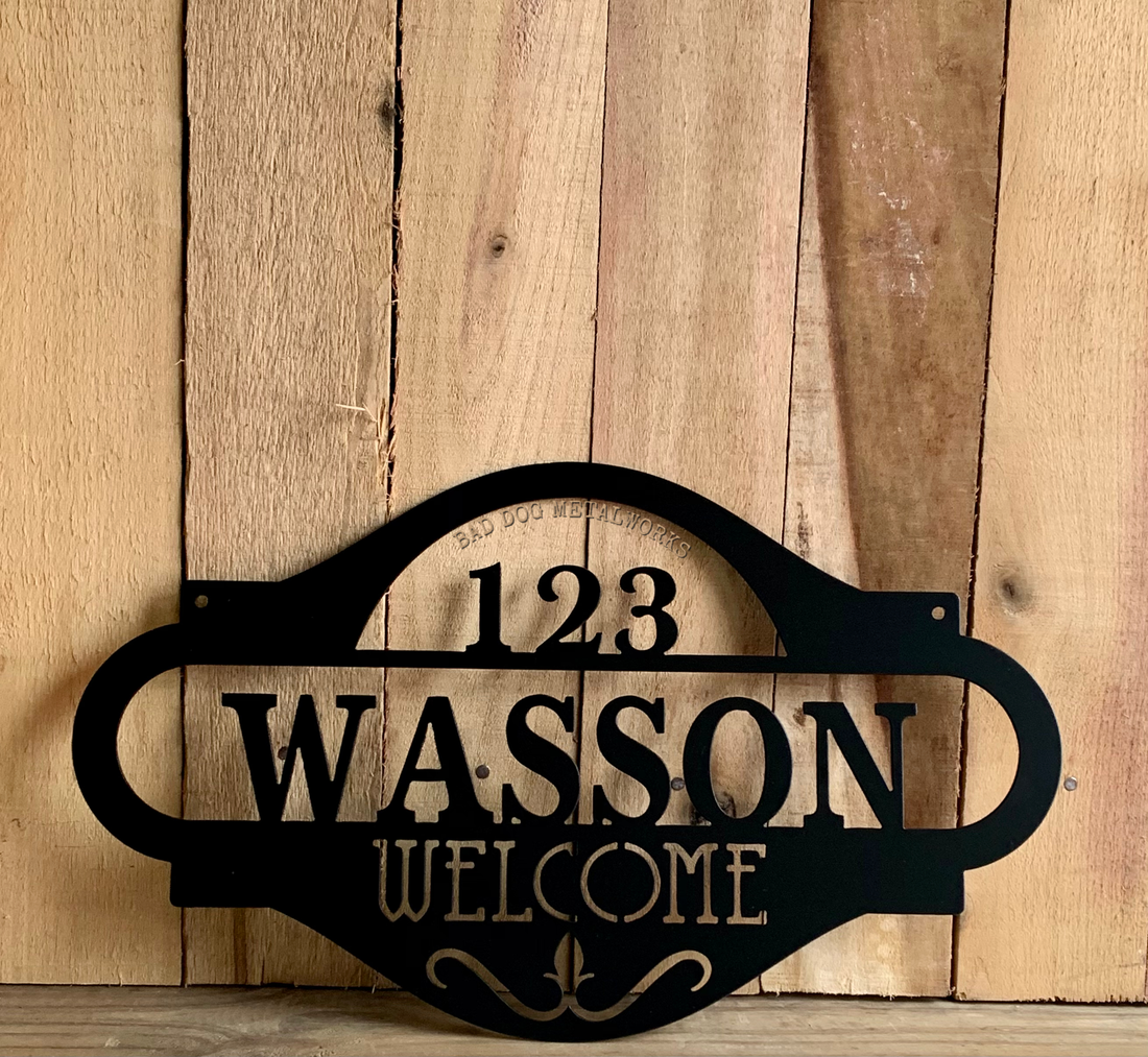 Personalized Welcome Address Plaque – Bad Dog Metalworks