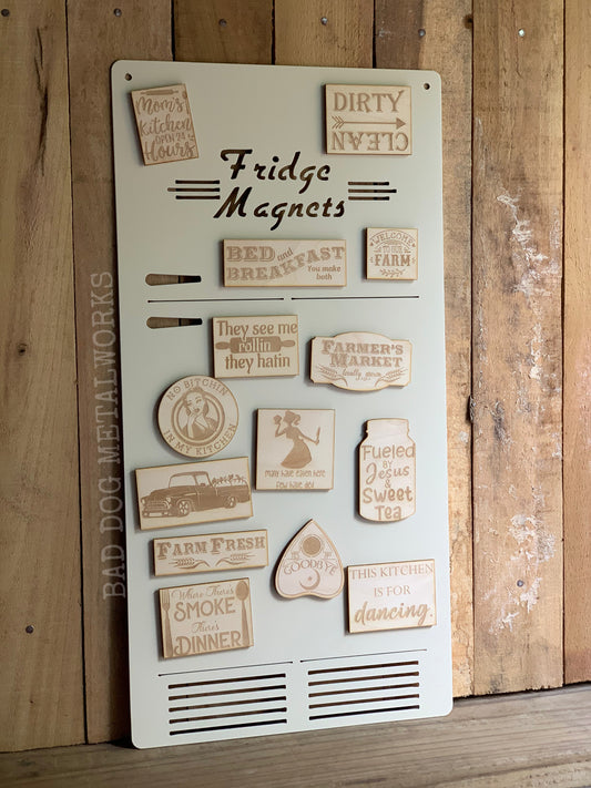 Retro Refrigerator Magnet Display for Storefront or Booth