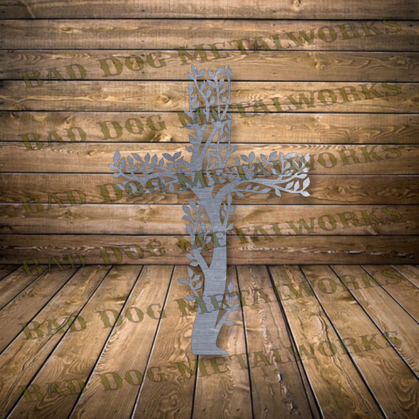 Olive Branch Tree Cross - Dxf and Svg